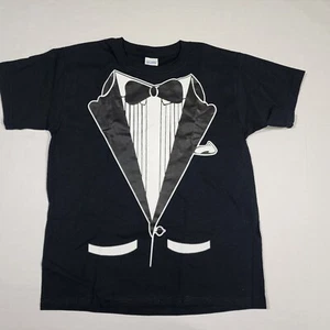 Kids Funny Shirt Black and White Tuxedo With Bow Tie T-Shirt S NWOT - Picture 1 of 4