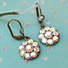 Michal Negrin Earrings Aurora Borealis Flower With Swarovski Crystals Gift New