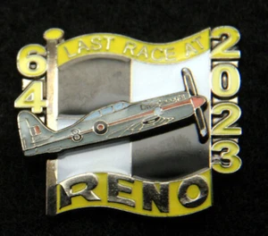 2023 LAST AIR RACE AT RENO AIR RACES LABEL HAT PIN Sea Fury Dreadnought TIE TAC - Picture 1 of 23
