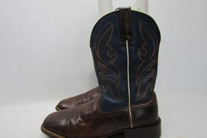 Botas de Vaquero Ariat Para Hombre Talla 13 D Azul Marrón Cuero Punta Cuadrada - Imagen 1 de 11