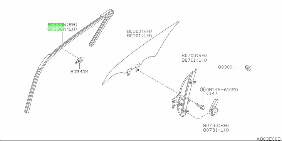 JUEGO R&L PUERTA DELANTERA GOMA CRISTAL OEM Nissan GT-R R34 80330-AB000/80331-AB000 Foto 1 de 1