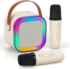 Portable Karaoke Machine with 2 Wireless Microphone, Mini Bluetooth Speaker for - Picture 1 of 12