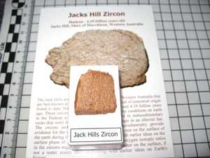 Jack Hills Zircon Oldest rock Australia 4 billion yrs slice in display case #2 - Picture 1 of 3