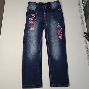 JORDACHE Girls Floral Embroidered Denim JEANS with Stud Detail Size 5 - Picture 1 of 14