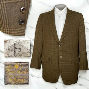Royal Award Vintage USA Union Made Sport Coat Mens 42L Brown Multicolor Plaid - Picture 1 of 9