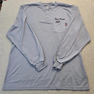 Lapco FR Shirt Mens 3XL Blue Flame Resistant Henley Long Sleeve CAT 2 Gulf Crane - Picture 1 of 14