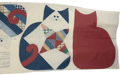 Vintage Cottage Core Fabric Pillow Kit Patchwork Cat Kitten No Pillow - Image 1 of 4
