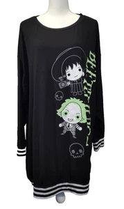 Beetlejuice Nightgown Size XL Long Sleeve Black Oversize Stretch Material - Picture 1 of 20