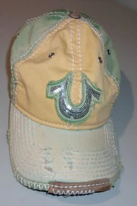 Women's True Religion 100% Cotton multi color distress ball cap OSFA - Picture 1 of 4