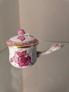 Herend Hungary cream pots, cocoa cup with lid Apponyi purple 749/AP 1st Wahl - Picture 1 of 9