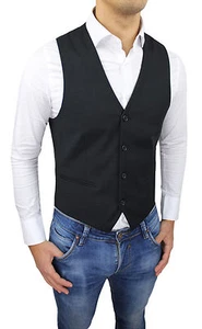 PANCIOTTO GILET UOMO DIAMOND NERO CORPETTO SMANICATO ELEGANTE CERIMONIA - Bild 1 von 3