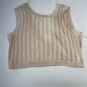 House of Harlow 1960 Revolve beige rayas verticales tanque V trasero boho nuevo sin etiquetas mediano - Imagen 1 de 4