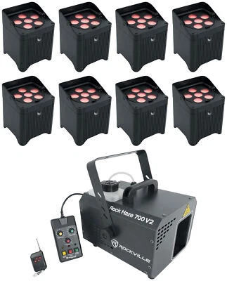 8) Chauvet DJ Freedom Par T6 Wireless Rechargeable RGB LED DMX Wash Lights+Hazer - Image 1 of 4