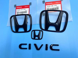 Juego de emblemas H negro brillante genuino OEM para Honda CIVIC 2022-2024 EX sedán 4 puertas - Imagen 1 de 7