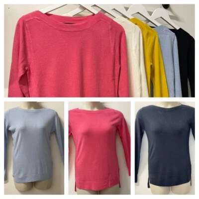 F&F Ladies Straight Fit Boat Neck Jumper 5 Colours Sizes 6-22 - Image 1 of 4
