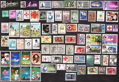 75 All Different RED CROSS   STAMPS Cover