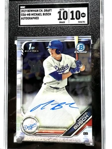 Michael Busch CUBS 2019 Bowman Chrome Draft Rookie ON CARD Auto SGC 10/10 - Picture 1 of 4