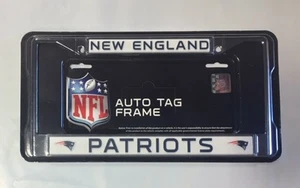 New England Patriots Chrome Metal License Plate Frame - Auto Tag Holder - NEW - Picture 1 of 1