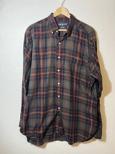 Vintage Ralph Lauren Shirt Mens L Red Green Plaid McMeel Flannel Button Baggy - Picture 1 of 9