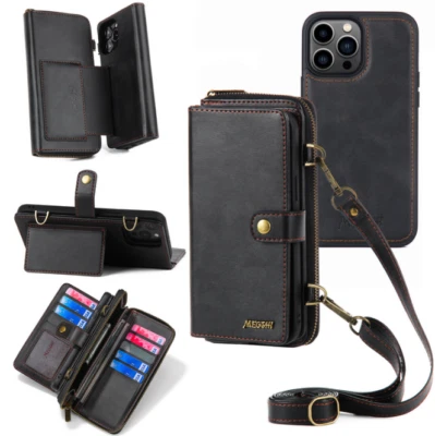 Съемный кожаный бумажник-раскладушка через плечо на молнии для карт женский съемный чехол для телефона - Изображение 1 из 4