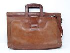 Vintage Brown Leather Briefcase Messenger Bag Unknown Brand 2 Compartments