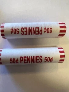 2025 D Heads/Tails and Heads/Heads 2 Rolls Lincoln Cent Penny In Hand - Picture 1 of 7