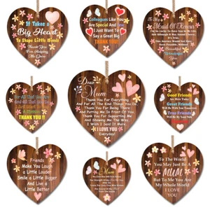 Wooden Heart Plaque Wall Sign gifts for friends Wedding Mum keepsake HM0016 - Picture 1 of 62