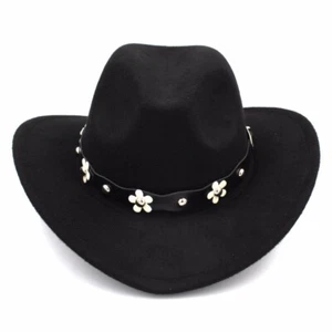 Kids Children Western Cowboy Hat with Flower Leather Belt for Halloween Birthday - Picture 1 of 23