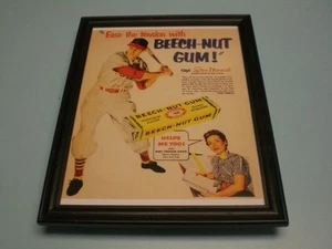 1940's BEECH-NUT GUM STAN MUSIAL FRAMED COLOR AD PRINT - Picture 1 of 1