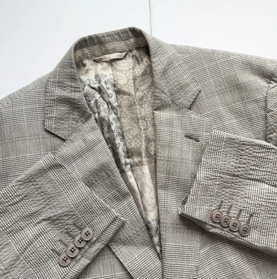 Abrigo deportivo blazer Seersucker 100 % seda ETRO Milano Italia para hombre EE. UU. 44 UE 54 a cuadros Foto 1 de 4