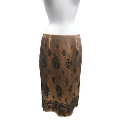 Falda recta lápiz floral cachemir dorado negro 12 CL Carol Little Women de colección Foto 1 de 4