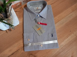 Almsach Trachten Hemd Trachtenhemd slim fit langarm weiß blau Herren Gr. XL - Bild 1 von 1