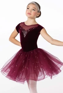 Dance Costume Weissman 14133 Medium Child Burgundy Ballet Rhinestone - Picture 1 of 3