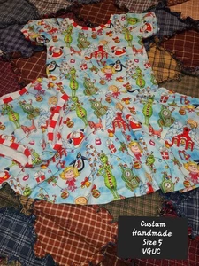 Custom Handmade Dress & Bloomers Grinch Cindy Lou Who Dr Suess Christmas Sz 5/6 - Picture 1 of 1