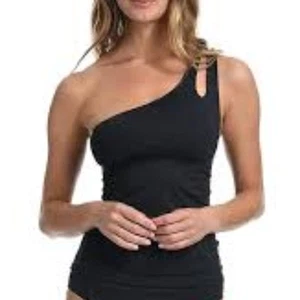 LA BLANCA ONE SHOULDER SCHWARZER DAMEN SCHWIMMEN TANKINI GRÖSSE US 16 NEU MIT ETIKETT - Bild 1 von 11