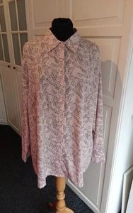 Simply Be Ladies Long Sleeve Silky Blouse Nude Butterfly Print Size UK 20 - Picture 1 of 10