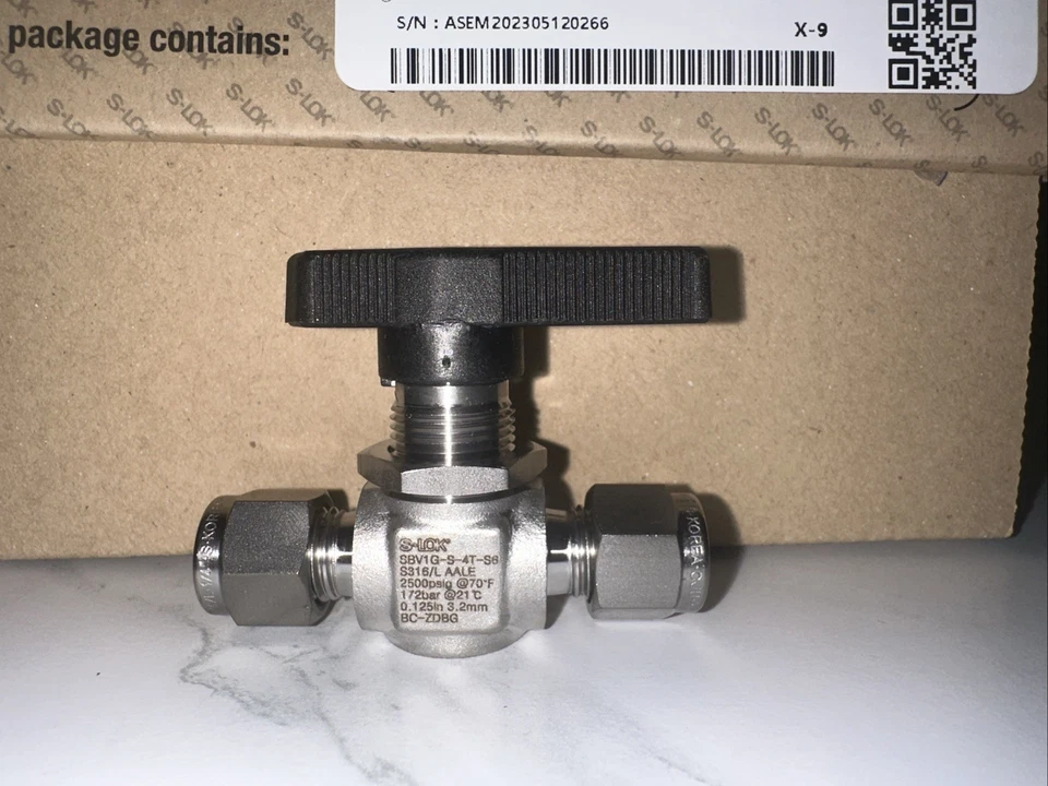 S-Lok SBV1G-S-4T-S6 , 1/4" Stainless Steel 2-Way Valve , 2500PSI - Image 1 of 4