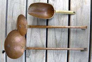 Two Antique Copper Ladles & a Vintage 1950s Copper & Brass Scoop c.1900 – 1950s - Picture 1 of 17