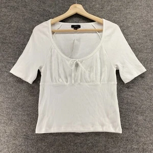 New J. Crew Top Women M Medium White Short Sleeve Round Neck Cotton Casual - Picture 1 of 8