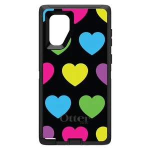 OtterBox Defender for Galaxy Note (Choose Model) Black Multi Color Hearts - Picture 1 of 11