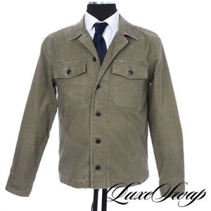 #1 MENSWEAR Todd Snyder Olive Green Distressed Unlined Trucker Jacket Coat S NR