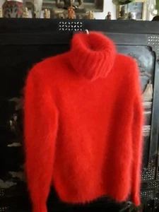 Superbe pull col roulé Rouge Angora 80% 🐇🐇 manches longues 🇨🇵 - Picture 1 of 14