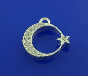 Zircon inlaid MoonstarTassel ends accessories 1 pcs 925 silver prayer 913002  - Picture 1 of 3