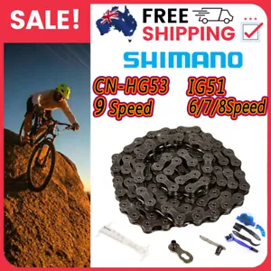 116 Links 7 8 9 Speed Bicycle Chain Mountain Bike MTB Deore Chain HG53 - 51 NEW - Picture 1 of 29