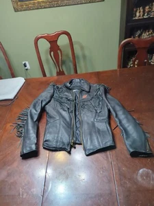 Vintage Branded Garments Inc Harley Davidson Fringe Leather Motorcycle Jacket 42 - Picture 1 of 18