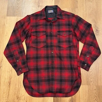 Camisa Pendleton Vintage Tabla de Lana Crucero Franela Cuadros Años 60 Pequeña Para Hombre 14.5 Foto 1 de 4