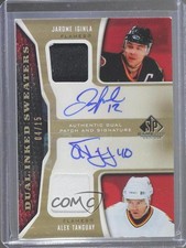 2006-07 SP Game Used Edition /15 Jarome Iginla Alex Tanguay Dual Patch Auto HOF