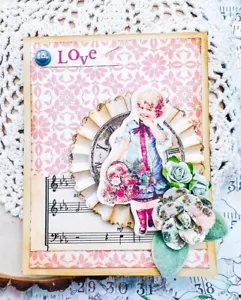 Cherubino bambino e rosone oro fatto a mano LOVE vintage shabby chic effimera San Valentino - Foto 1 di 2