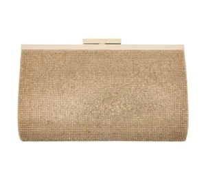 Nina Winslet Gold Crystal Clutch/ Crossbody, 8.25x4.75x1.75" Minor Flaw, New - Picture 1 of 21