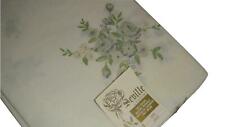 Seville by Victory NEW 52 X 52 White Tablecloth With Blue Gray Roses Flocked NOS